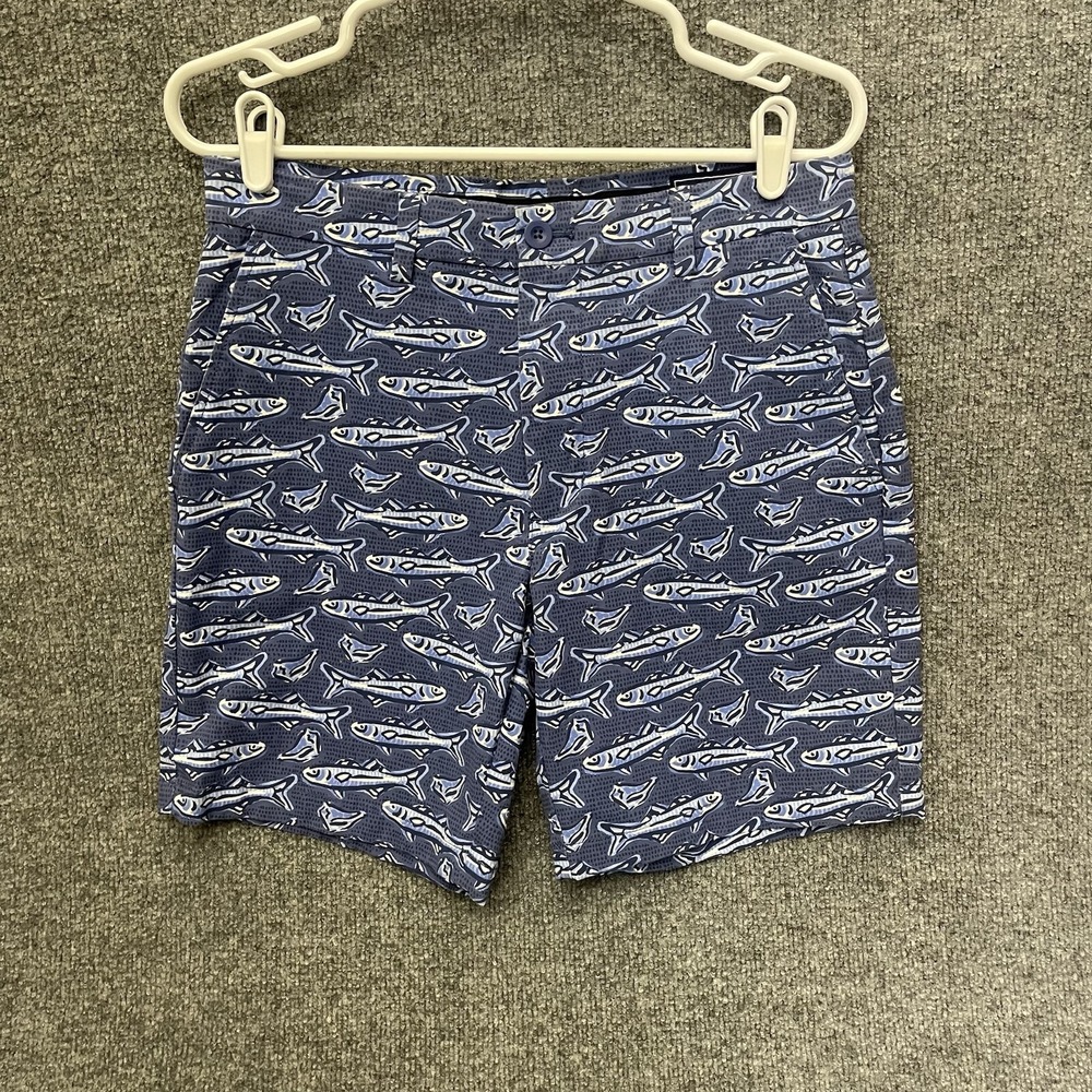 Vineyard Vines Golf Shorts Mens Sz 30 Blue Fish Breaker  8" 1h001171